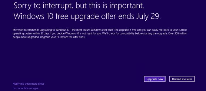 Újabb figyelmeztetés a Windows 10 frissítésére