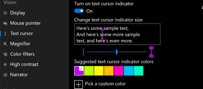 Jobban látható lesz a Windows 10-ben lévõ szövegkurzor